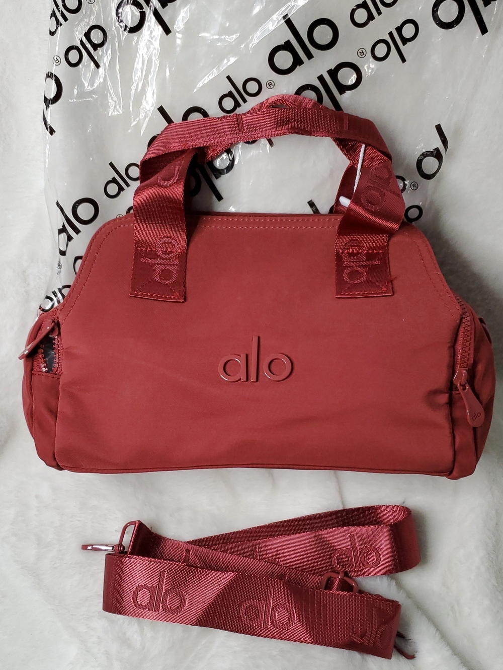ALO Yoga Red Nylon Crossbody Tote with Detachable Strap